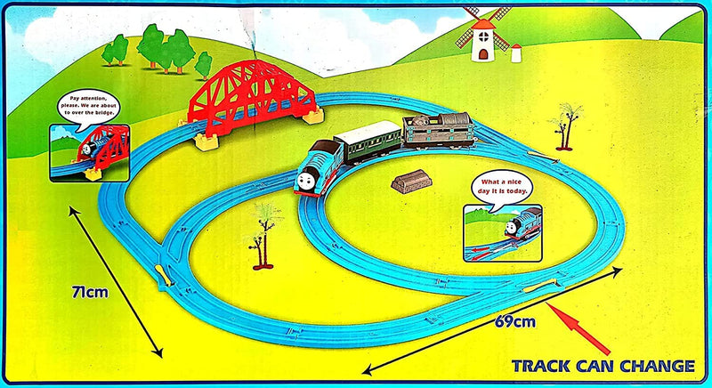 EYESIGN Kids Toy Train Emits Real Light Sound Track Set Battery Operated (Big Thomas)