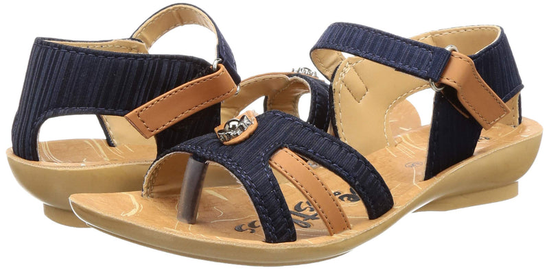 Walkaroo Women Blue Tan Outdoor Sandals-5 UK (WL7703)