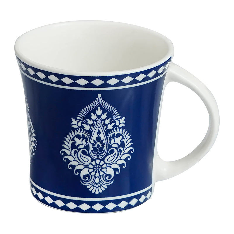 Femora Indian Ceramic Handmade Blue Block Print Tea Cup - 6 pcs, 160 ML - Small Serving