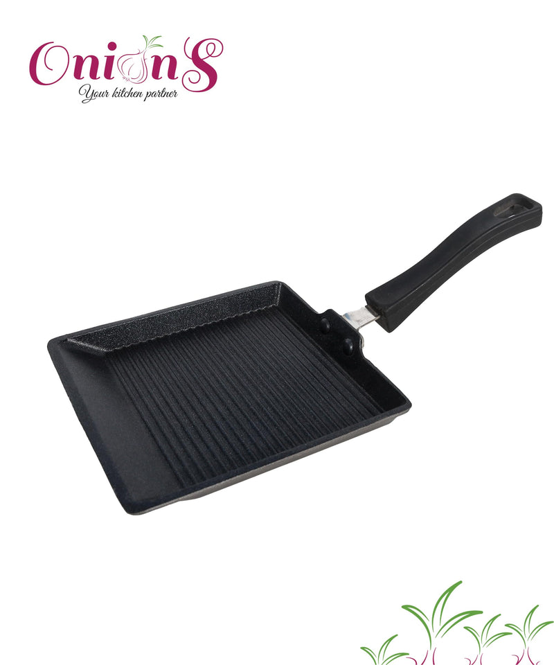 Onions Non-Stick Mini Grill Pan, Egg/Bread Pan Gas Compatible Only Black - 1 Pc 150 ml Capacity