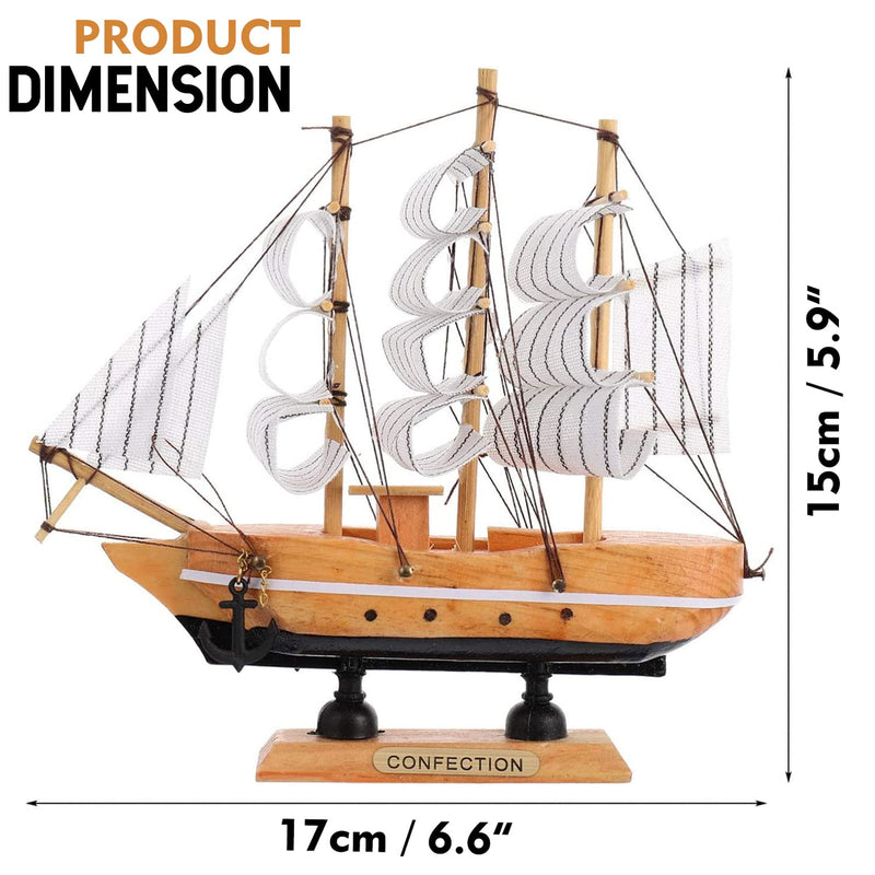 ADA Handicraft Wooden Beautiful Antique Decorative Wooden Sailing Ship showpiece for Office, Home, Decoration, Business Gifts (Antique Wood, White Color)