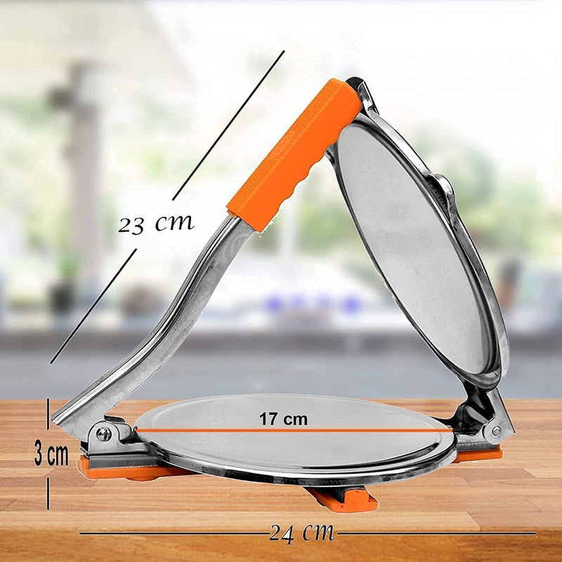 Steel Puri/Roti Maker Press Machine with Handle, Manual Stainless Steel Roti Press, Papad/Khakhra/Chapati Maker
