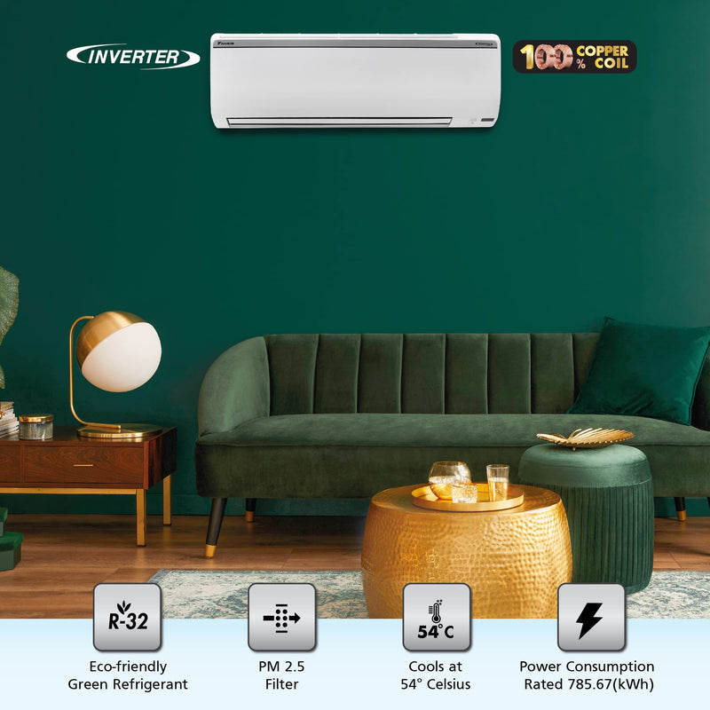 Daikin 1.5 Ton 5 Star Inverter Split AC (Copper,2022,FTKM50U,White)