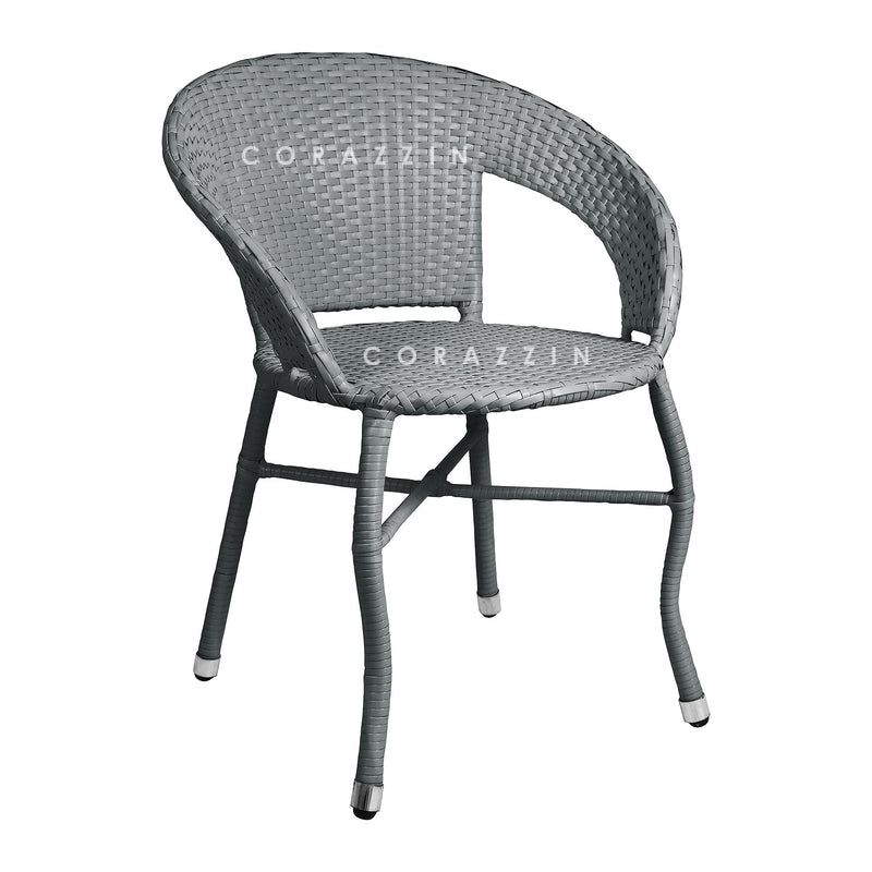 CORAZZIN Garden Patio Seating Chair and Table Set Outdoor Balcony Garden Coffee Table Set Furniture with 1 Square Table and 2 Chairs Set (Grey)