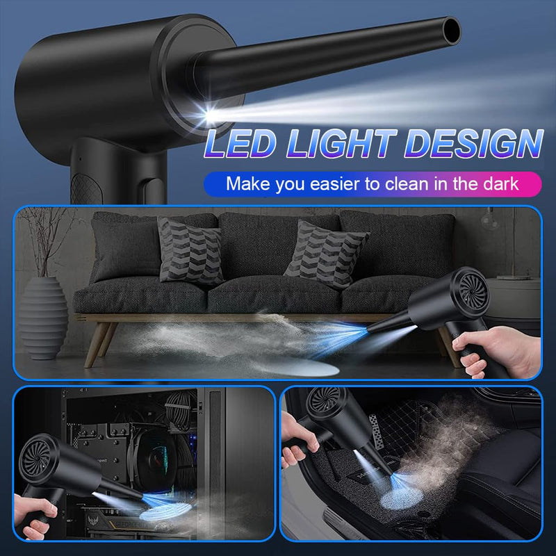 Compressed Air Duster, 51000RPM Handheld Air Duster 5 Nozzles Portable Vacuum Cleaner for Home, 6000mAh USB Air Blower Keyboard Duster, 3 Speeds Electric Air Blower Duster for Car, Laptop, Computer