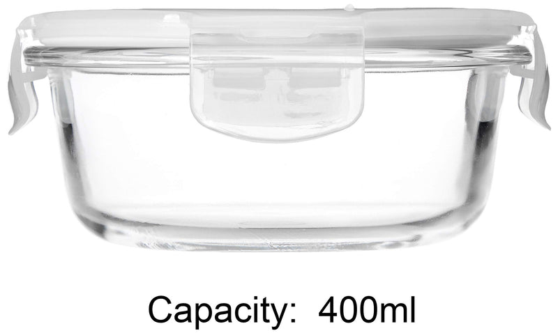 Amazon Brand - Solimo Airtight Borosilicate Glass Container Set (Transparent , 3 pieces, 400ml)