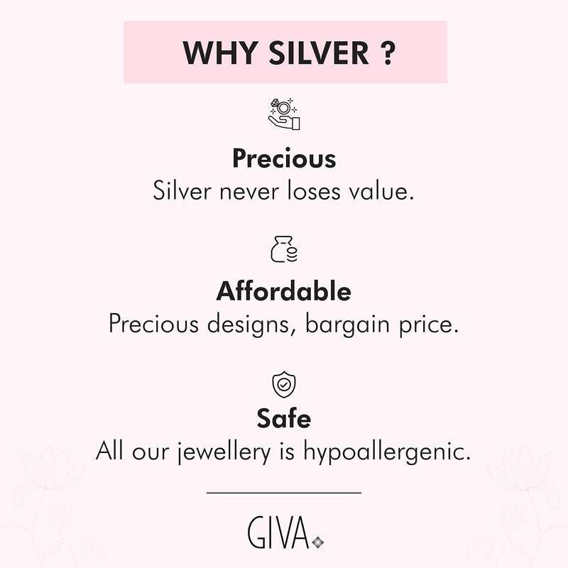 GIVA 925 Sterling Silver Zircon Loop Ring, Adjustable | Gifts for Girlfriend, Gifts for Women and Girls | With Certificate of Authenticity and 925 Stamp | 6 Month Warranty*