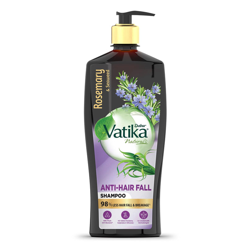 Dabur Vatika Rosemary & Seaweed Anti-Hairfall Shampoo - 640ml | Reduces Hair Fall | Stimulates Hair Growth and Thickness | Co-Created with Dermatologist | No Sulphates, Silicones & Parabens| Animal Test Free