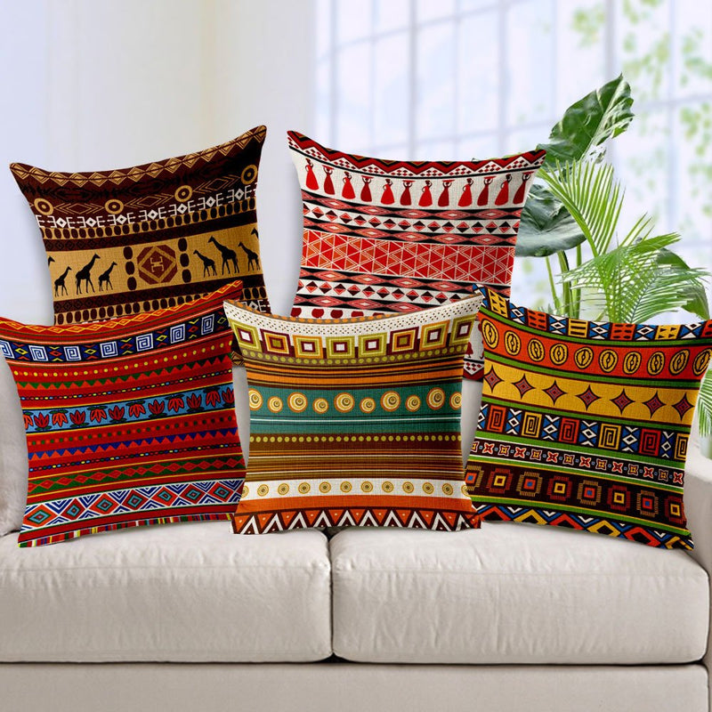 AEROHAVEN Decorative Hand Made Jute 150TC Throw/Pillow Cushion Covers (Multicolour, 12 x 12 inches) -Set of 5
