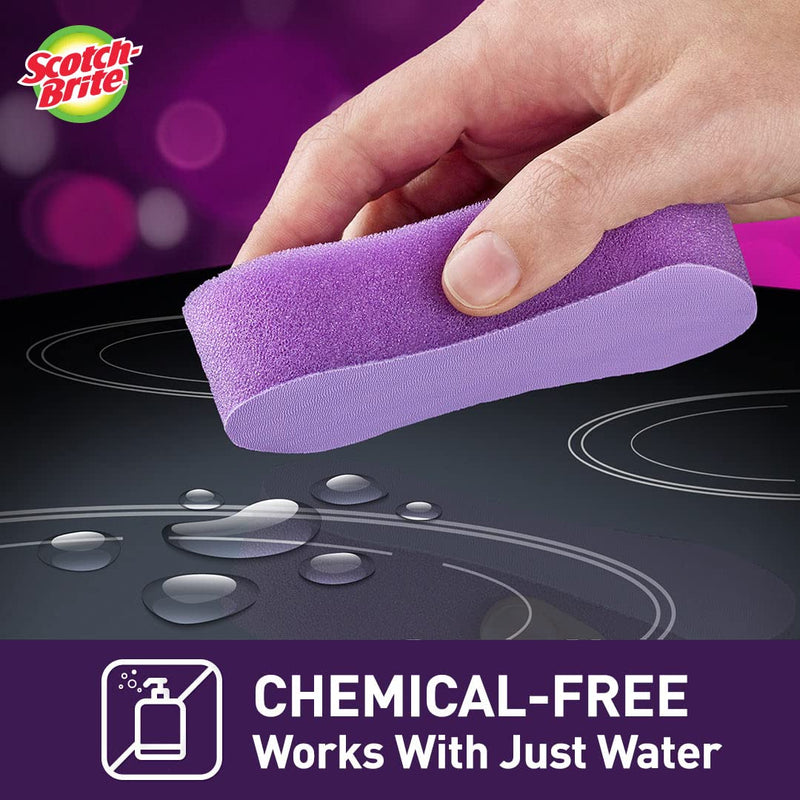 Scotch-Brite Chemical Free Non-Scratch Glass cooktop/Stove Cleaner Pads for Kitchen and Glass Utensils/appliances, Burnt Surfaces Cleaning (2 Pads), Purple, (GCTCP2)