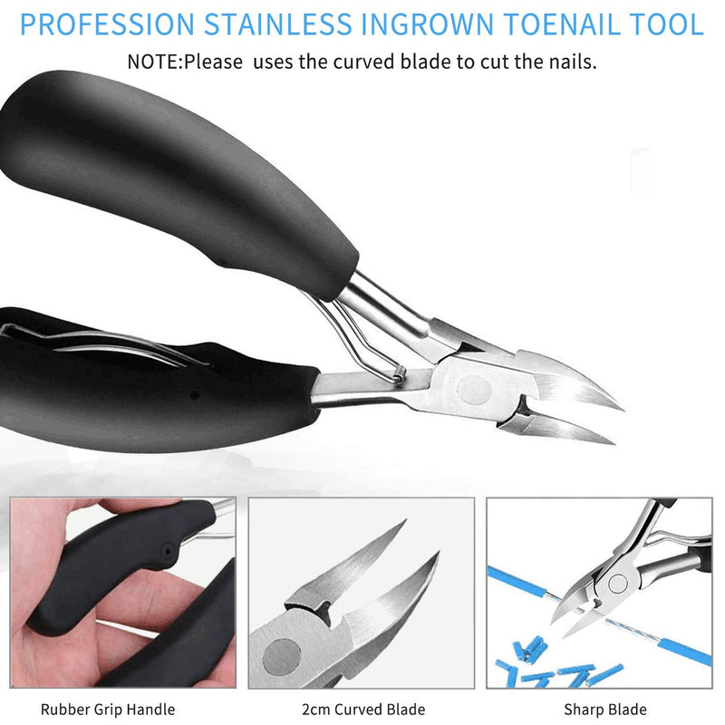 Skypearll Toe Nail Clipper, Professional Thick & Ingrown Toenail Correction Tool, Pedicure Clippers Toe Nail Cutter for Men & Women, Super Sharp Curved Blade Grooming Tool | Black |