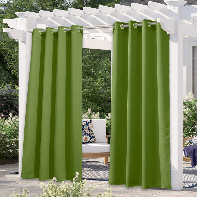 HIPPO Polyester Waterproof Curtain Rain Blockage with Steel Eyelets/Grommets Ideal for Outdoor Balcony Suitable for 9FT Long Door Kiwi Green 4.5FTX9FT Pack of 2