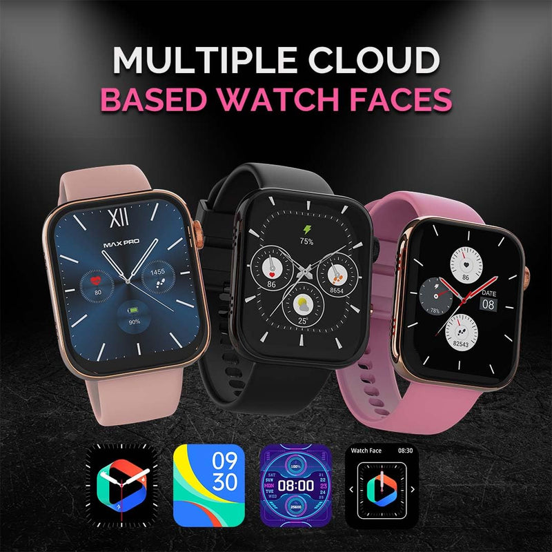 Maxima Typhoon Smart Watch 1.9" Ultra HD Display,600 Nits, Bluetooth Calling, AI Voice Assistant, Advanced Chipset,100+ Sports Mode, AI Health Monitoring, Metallic Design (Rose Gold Pink)