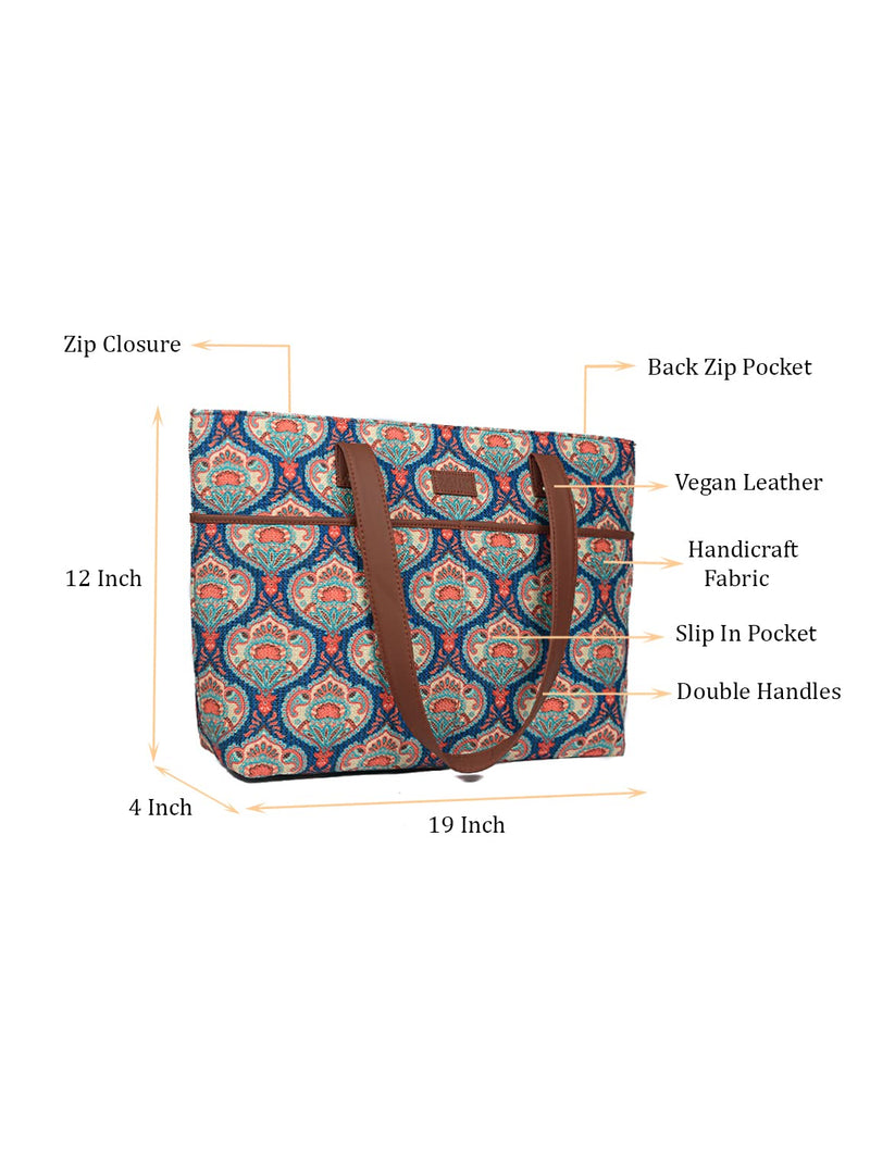 ZOUK Tote Bags for Women - Handmade Bags for Daily Use - Vegan Leather Handbags with Double Handle - Printed Totes for Women