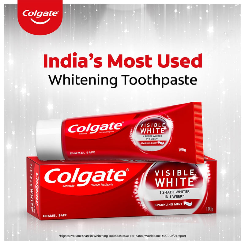 Colgate Visible White Dazzling White Toothpaste, Sparkling Mint - 200gm (Saver Pack)