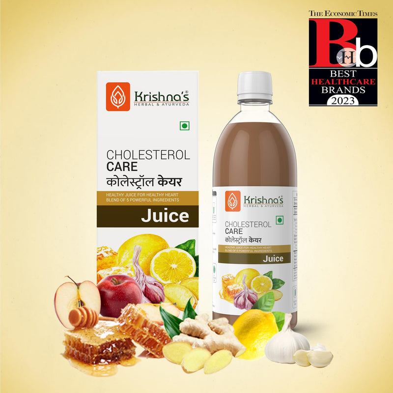 Krishna's Herbal & Ayurveda Cholesterol Care Juice - 1000 ml | Contains Honey with Apple Cider Ginger Garlic, Sugar Free, Helps in Digestion Heart Health, Health Drink, Made in India