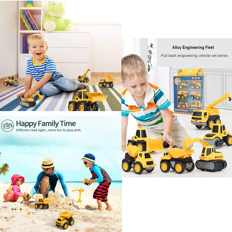 TEC TAVAKKAL Metal Team Car Unbreakable Engineering Automobile Construction Car Toys Set for Children Kids Crane Excavator Road Roller Forklift Mixer Truck Transporter Truck Machine Construction Toys.