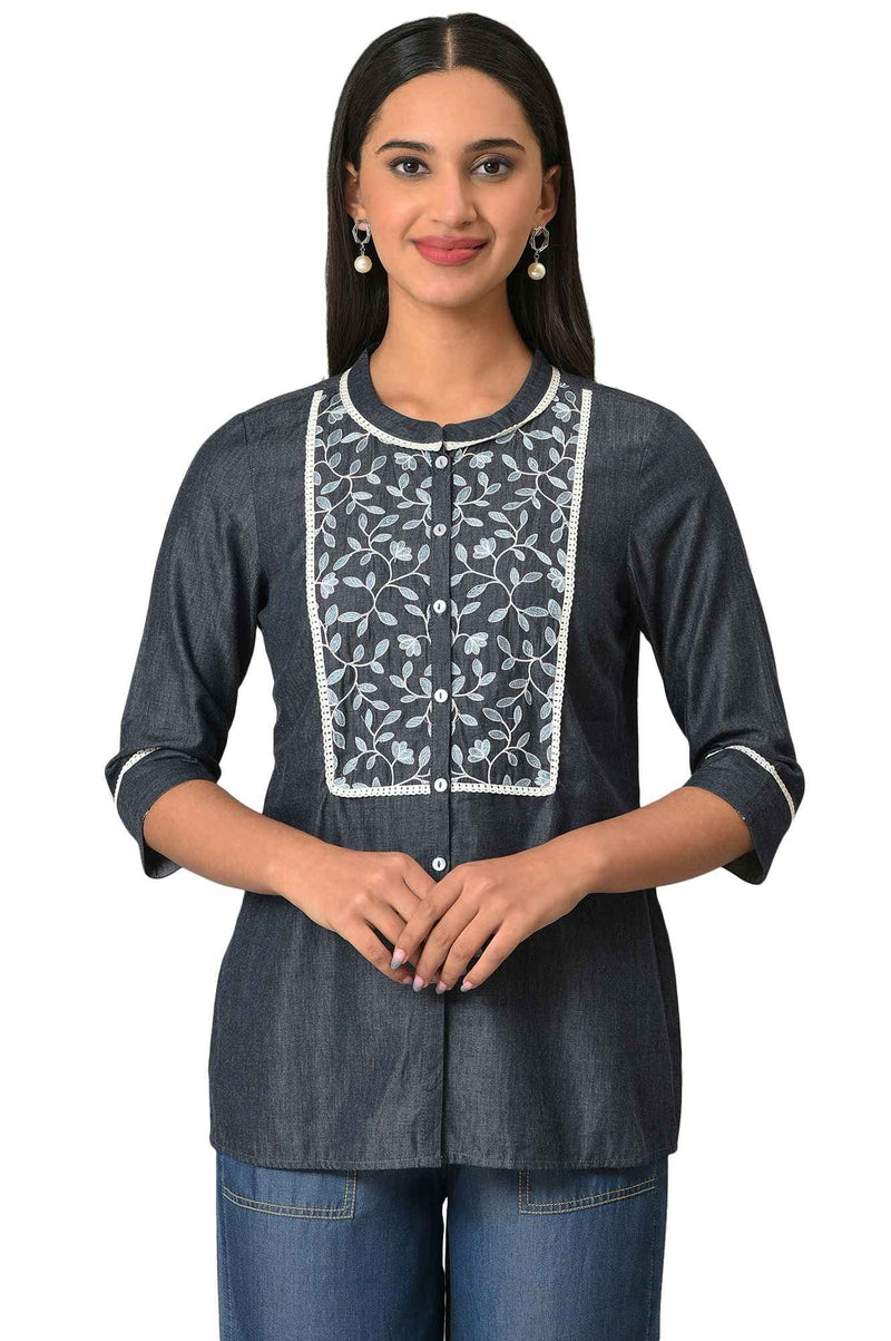 Aurelia Women's Lyocell Solid Regular Kurti (23FEA30315-704093_Blue