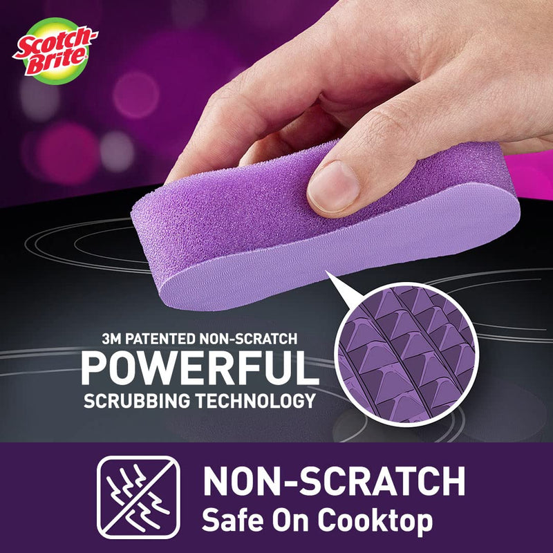 Scotch-Brite Chemical Free Non-Scratch Glass cooktop/Stove Cleaner Pads for Kitchen and Glass Utensils/appliances, Burnt Surfaces Cleaning (2 Pads), Purple, (GCTCP2)