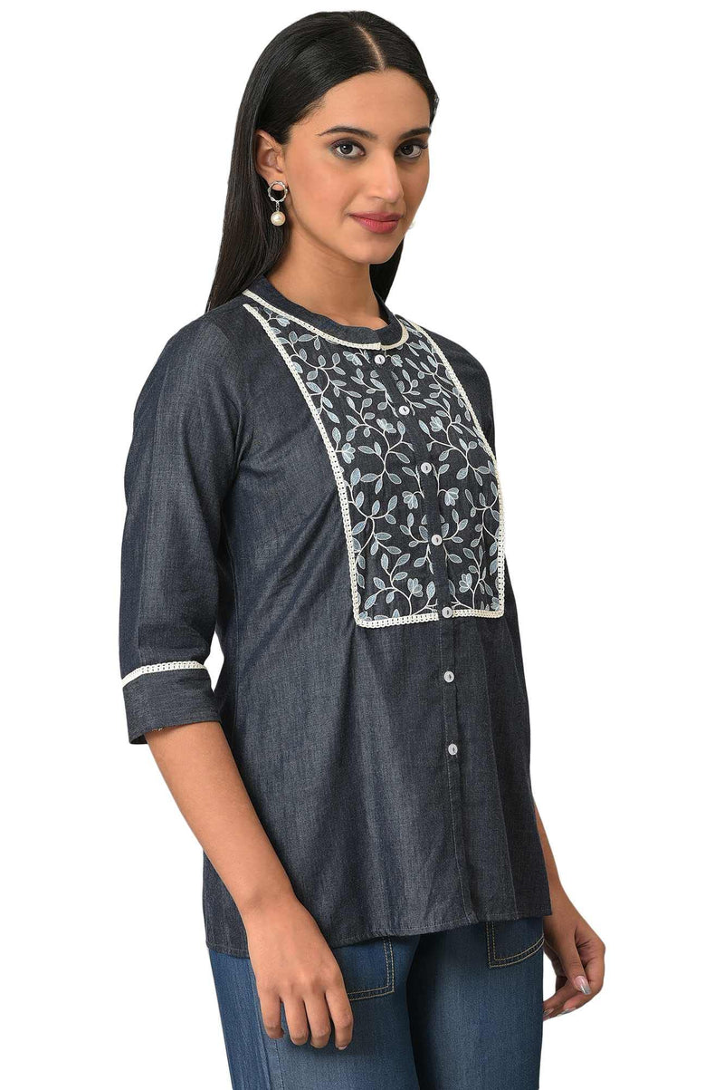 Aurelia Women's Lyocell Solid Regular Kurti (23FEA30315-704093_Blue