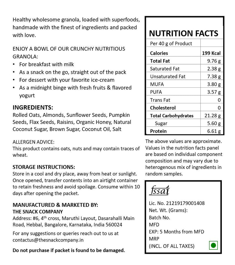 Nutty Loaded Granola - 500 GMS Healthy Breakfast Cereals - The Snack Company - Loaded with 35% Nuts & Seeds - Rich in Anti Oxidants & Protein - No Chemical Preservatives