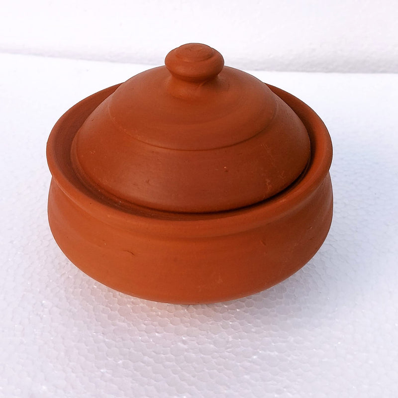 Salem Pottery Shop Earthenware Classic Handmade Organic Terracotta Clay Curd Pot (400 ml, Brown)