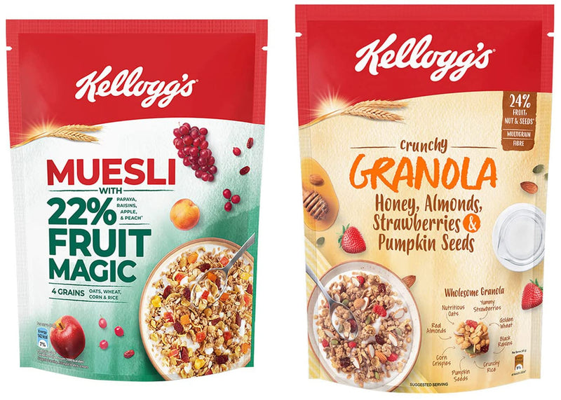 Kellogg's Muesli 22% Fruit Magic, Breakfast Cereal & Crunchy Granola Honey, Almonds, Strawberries & Pumpkin Seeds| Breakfast Cereals | Multigrain, 450g