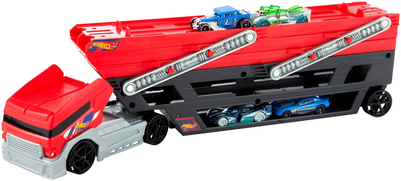 Hot Wheels Mega Hauler Truck includes 4 Die-cast Cars (Multicolor)