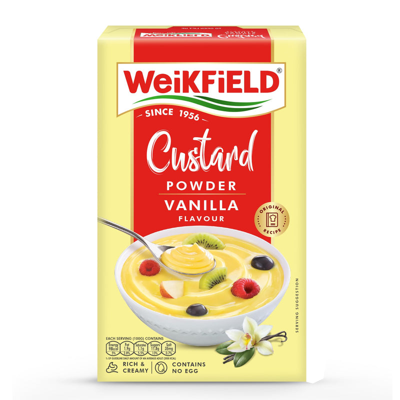 Weikfield Vanilla Custard Powder | Makes Smooth & Creamy Custard | Contains Quality Ingredients | Best for Fruit Salads & Puddings | 500g Carton