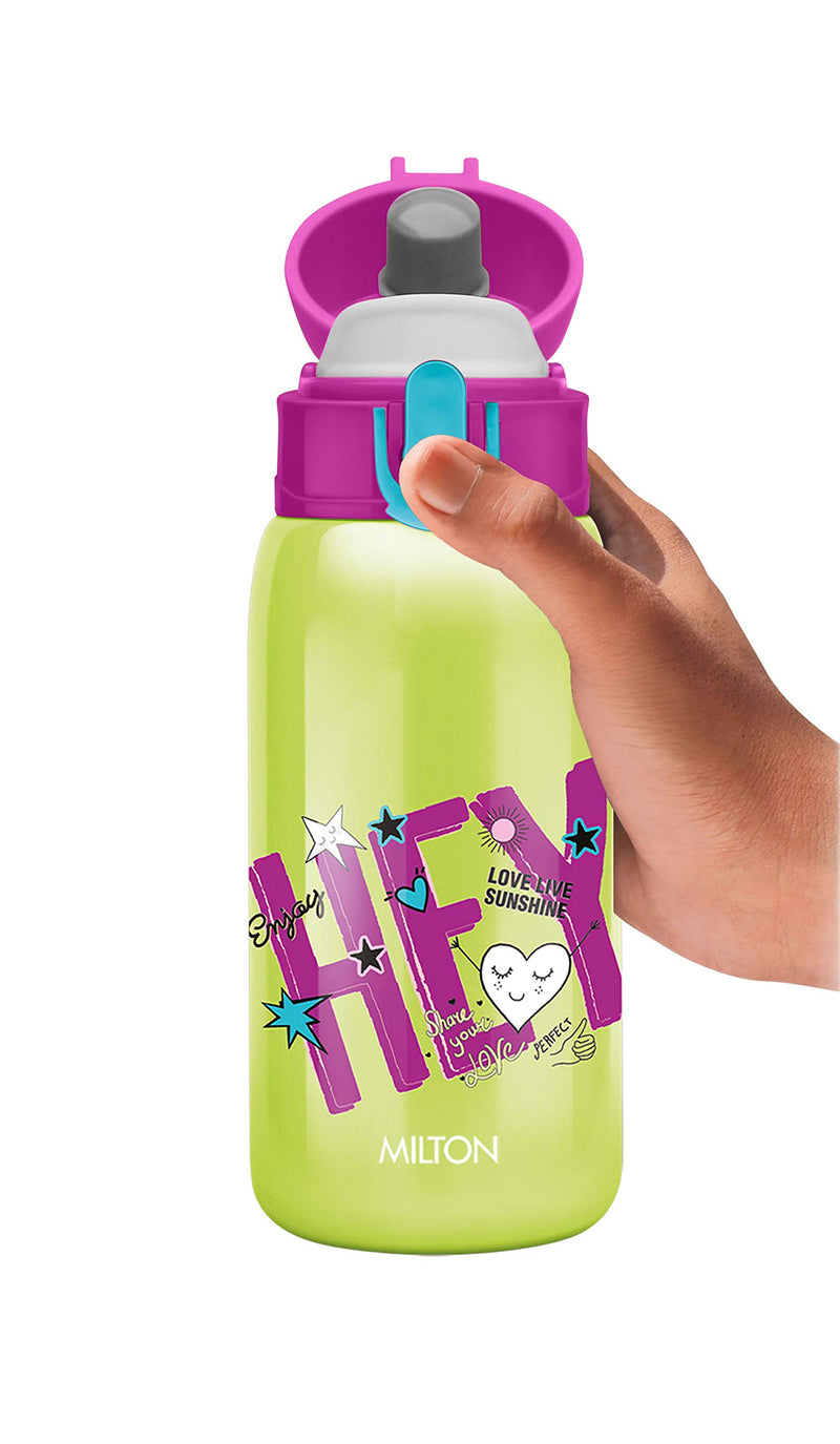 Milton Jolly 375 thermosteel Kids Hot and Cold Water Bottle, 300 ml, Green