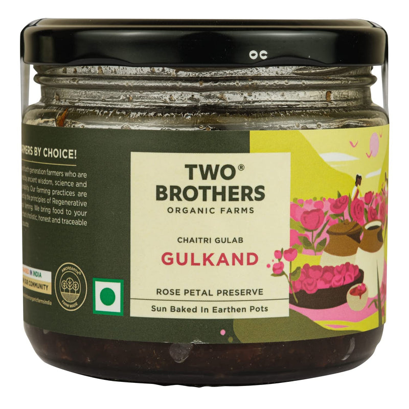 Two Brothers Organic Farms - Natural Gulkand | A Rose Petal Preserve | Sweetened Using Raw Honey | No Added Sugar | Rose Petal Jam (300G)