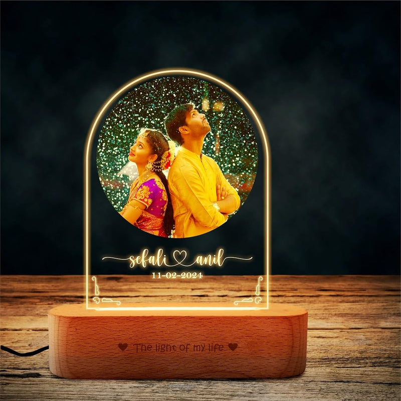 ZOCI VOCI Anniversary Gift for Couple Special Personalized - LED Photo Frame | Customized Birthday Gift For Wife & Husband | Photo Lamps (Full Moon)