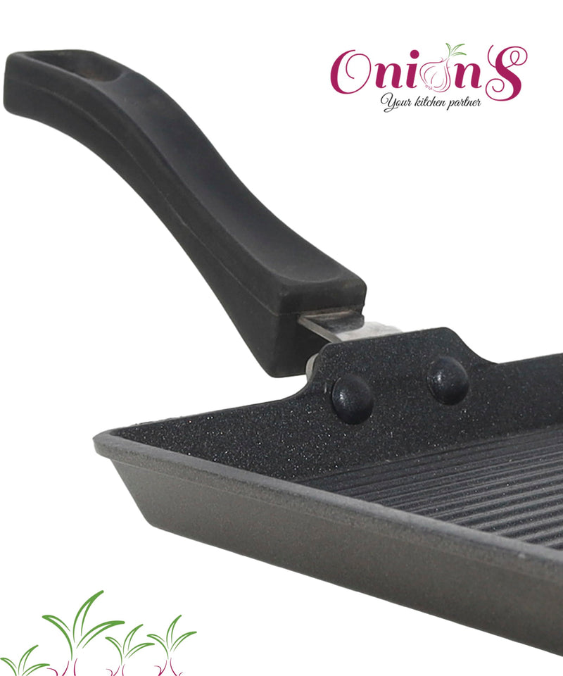 Onions Non-Stick Mini Grill Pan, Egg/Bread Pan Gas Compatible Only Black - 1 Pc 150 ml Capacity