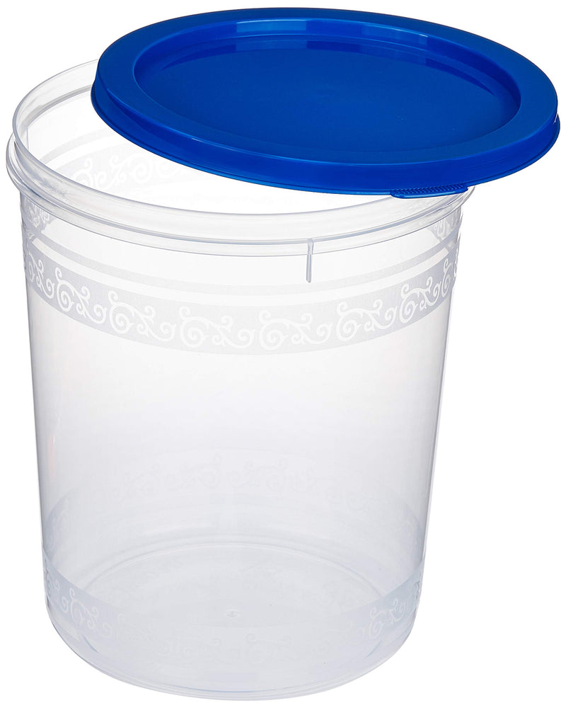 Amazon Brand - Solimo 2-Piece Kitchen Storage Container Set, 7.5 litres, Blue Lid, Plastic, Plastic