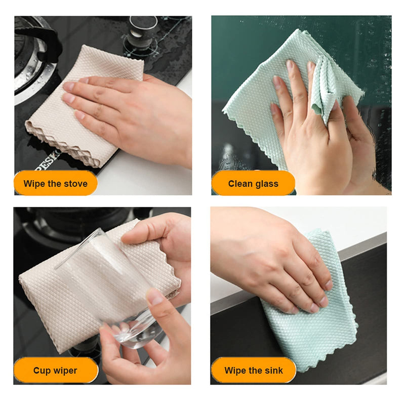 wolpin Microfiber Cleaning Cloths, 5 Pcs 25 x 25 cms Multi-Colour|Highly Absorbent, Lint and Streak Free, Multi -Purpose Wash Cloth for Kitchen, Car, Window, Stainless Steel, Silverware