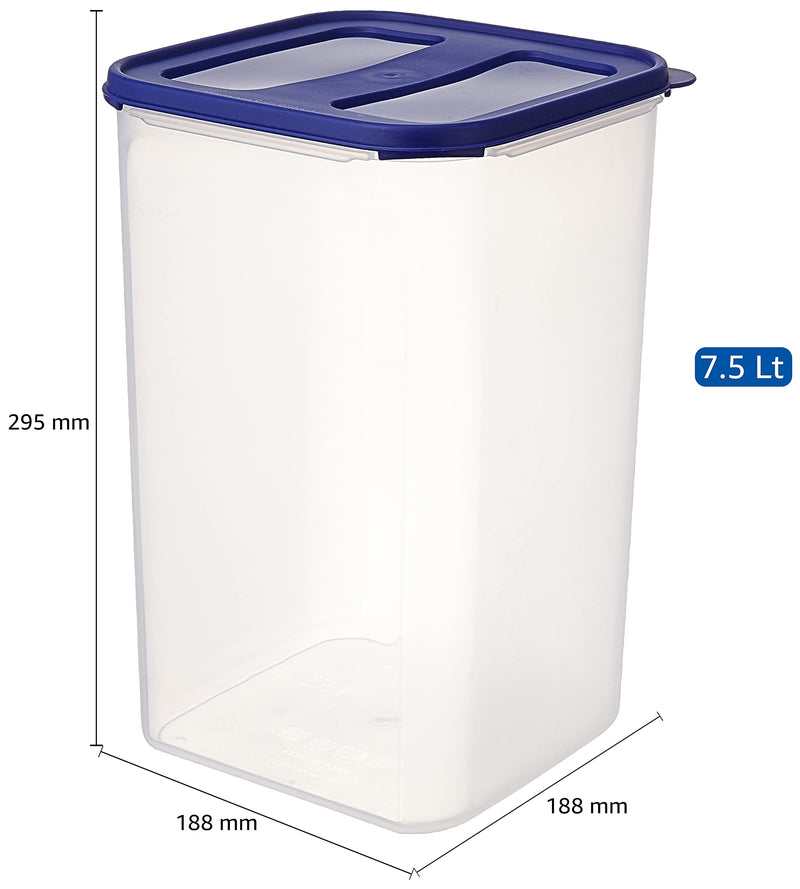 Amazon Brand - Solimo Square Modular Plastic Container, Set of 2, 7.5 Litres, Blue