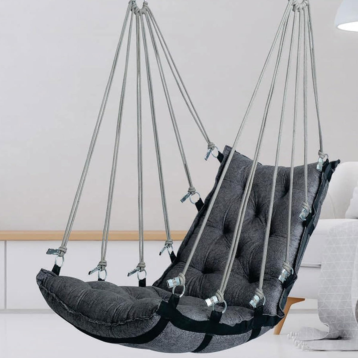 JULJULIA Soft Cotton Hanging Swing for Adults Jhula for Adults Swing for Indoor Outdoor Swing for Home Hanging Jhula Chair 10DARKGREY