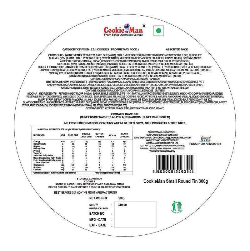 Cookieman Assorted Cookies Gift Pack || With Love Gift - 300g Tin || Premium Gift for Special Occasions and Days