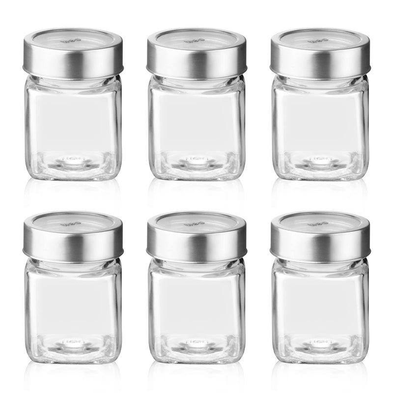 MILTON Treo Cube Storage Glass Jar, Set of 6, 180 ml Each, Transparent| BPA Free | Storage Jar | Kitchen Organizer | Modular | Multipurpose Jar | Cookies Jar