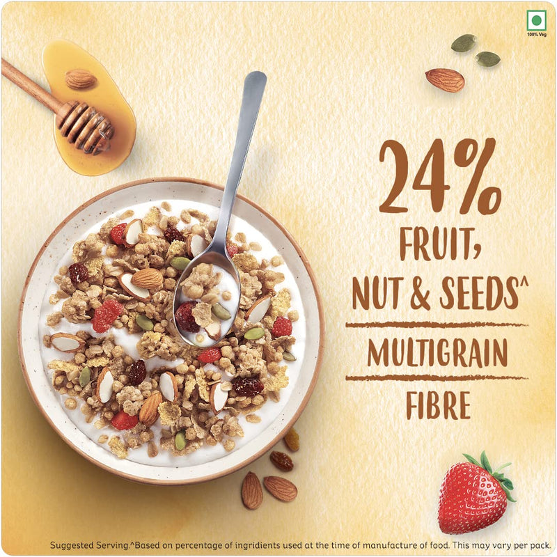 Kellogg's Muesli 22% Fruit Magic, Breakfast Cereal & Crunchy Granola Honey, Almonds, Strawberries & Pumpkin Seeds| Breakfast Cereals | Multigrain, 450g