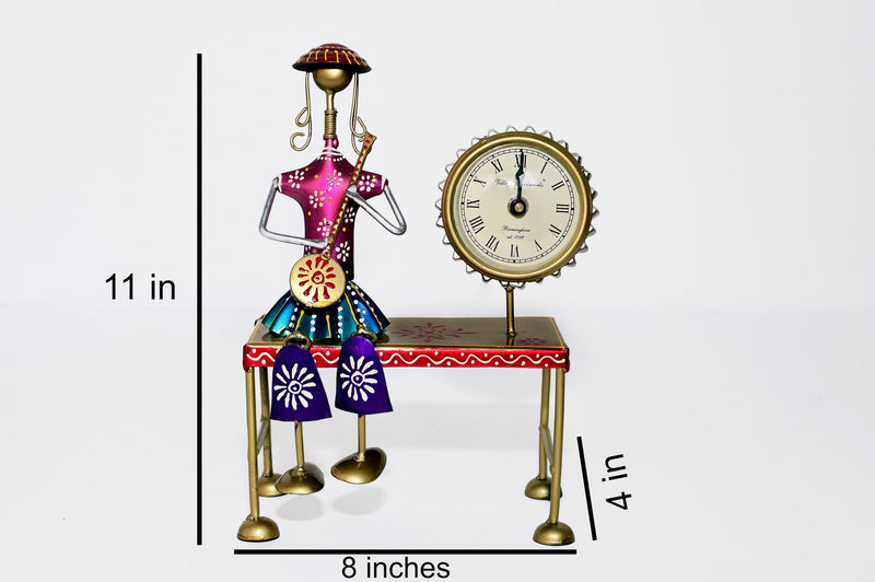 OBRA MIA Handpainted Metal and Iron Clock - Gift Craft Table Clock/Office Desk/Decorative Showpiece/Home Decor Items.