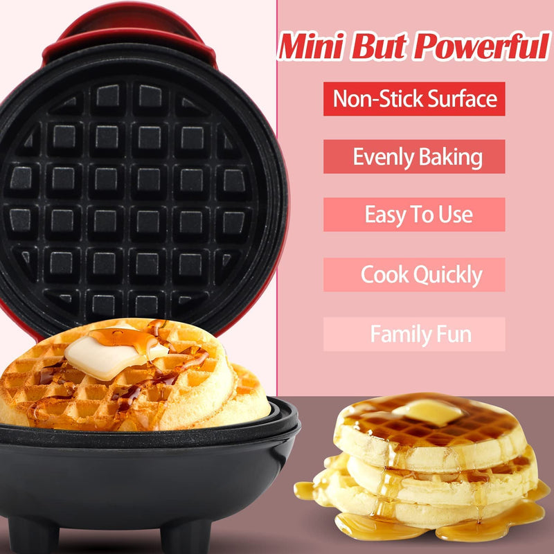 TASMAX mini waffle maker machine 3 in 1 waffle iron home appliances kitchen gift Easy to Clean, Non-Stick Surfaces, 4 Inch, Perfect for Breakfast,Dessert, Sandwich, Pan Cakes, Paninis/Other Snacks