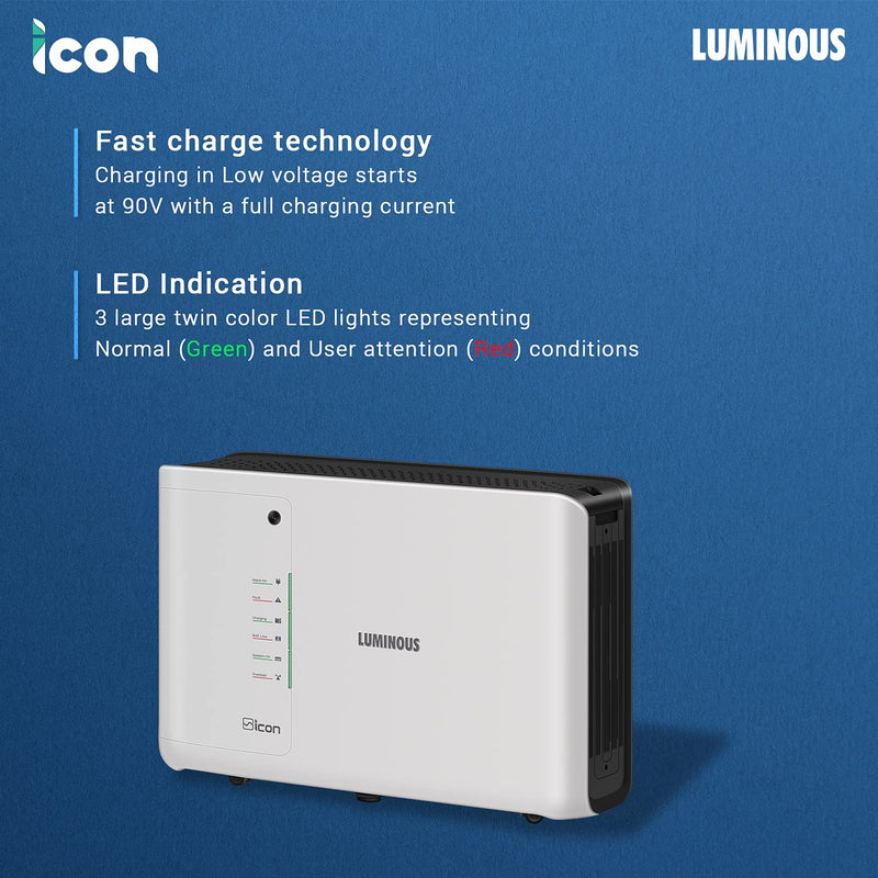 Luminous iCon 1100 Pure Sine Wave 900VA/12V Inverter for Home, Office & Shops