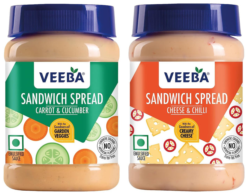 Veeba Carrot and Cucumber Sandwich Spread, 250g & Veeba Cheese and Chilli Sandwich Spread, 250g