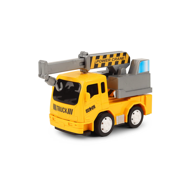 TOYZONE Friction Powered Mini Truck Series | Made in India | Friction Powered Toy | Unbreakable City Service Truck | Pull Back | Push & Go Crawling Toys (Contruction Vehicle Crane)