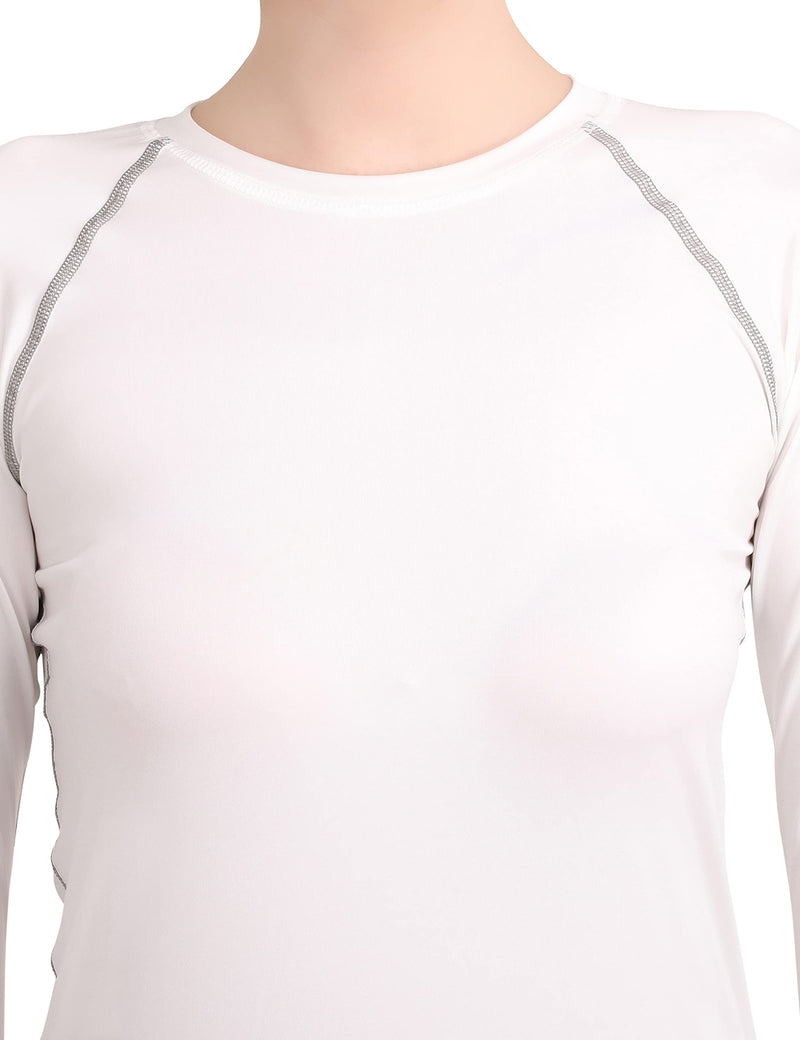 WMX Compression Top Full Sleeve Tights Women T-Shirt for Sports (Large, White)