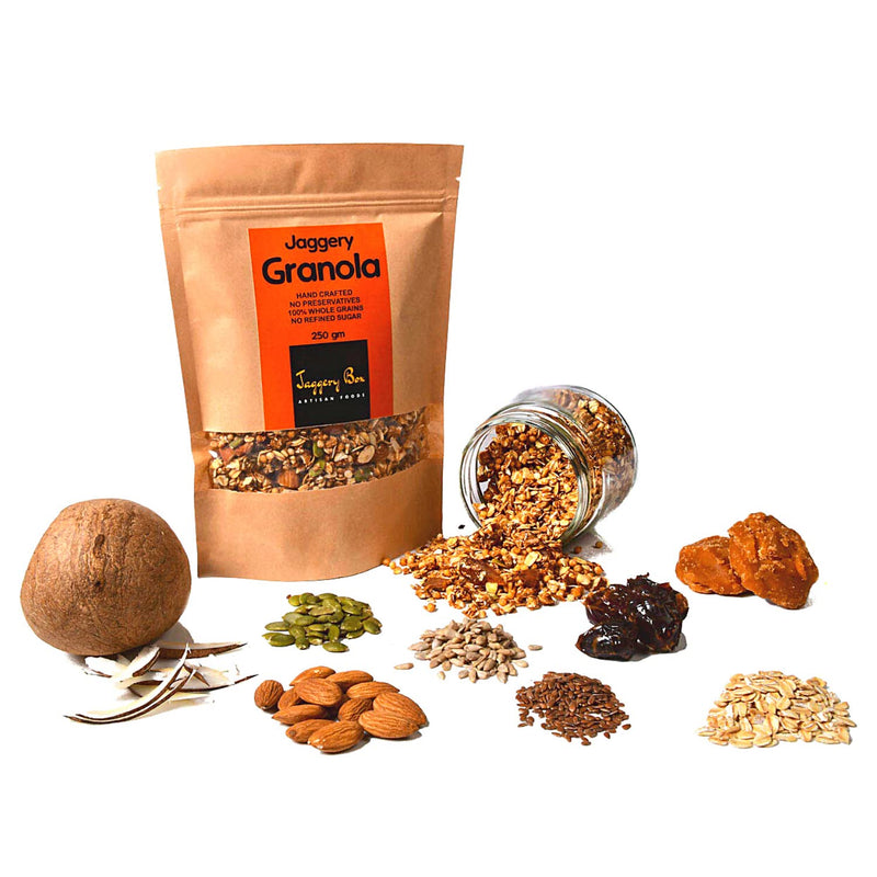 Jaggery Box Jaggery Granola 100% Natural Ingredients Vegan Breakfast Cereal (250 gm) by Jaggery Box