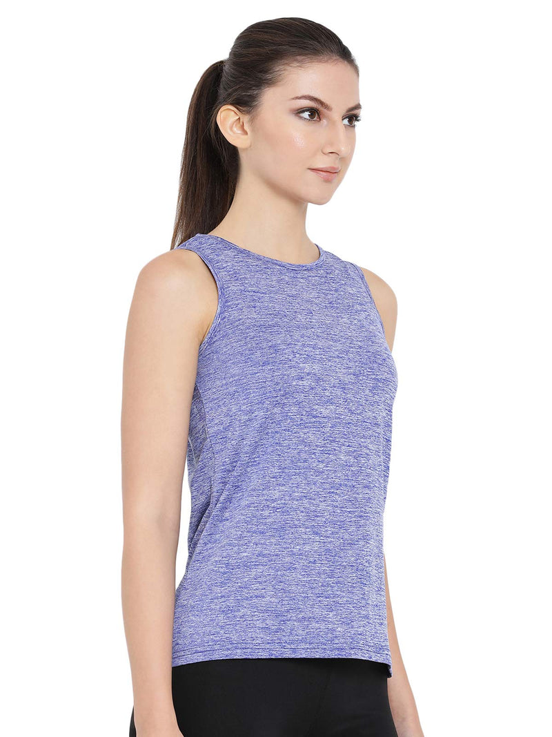 Clovia Women's Blue Gym/Sports Textured Activewear Top (AT0070P03_Blue_XXL)