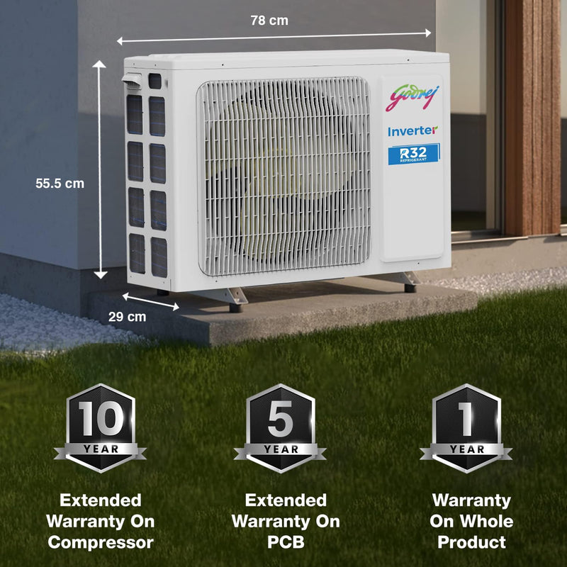 Godrej 1.5 Ton 3 Star, 5-in-1 Convertible Cooling, Inverter Split AC (Copper, Heavy-Duty Cooling at 52 Deg Celcius, 2023 Model, AC 1.5T EI 18TINV3R32 WWD, White)