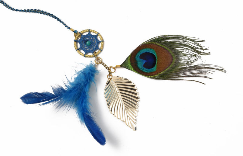 Rooh Dream Catcher Peacock Feather Bookmark (Can be Used as Home Decor, Gift, Wall Hangings, Meditation Room, Yoga Temple, Wind Chime & Car Feather Hanging)